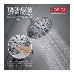 Delta Esato Monitor 14 Series Single Function Pressure Balanced Tub and Shower with 5 Setting Shower Head and Included Rough-In Valve -Delta Sales Store 142897 TouchCleanShowers Infographic WEB