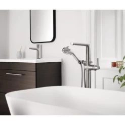 Delta Galeon Floor Mounted Tub Filler with Integrated Diverter and Hand Shower - Less Rough In -Delta Sales Store 573 SS PR MPU DST T4771 SS PR FL 01
