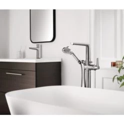Delta Galeon Floor Mounted Tub Filler with Integrated Diverter and Hand Shower - Less Rough In -Delta Sales Store 573 SS PR MPU DST T4771 SS PR FL 02