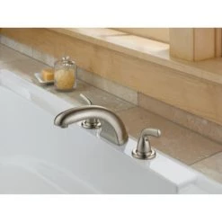 Delta Foundations Deck Mounted Roman Tub Filler Trim -Delta Sales Store delta bt2710 installed tub filler in brilliance stainless 1180