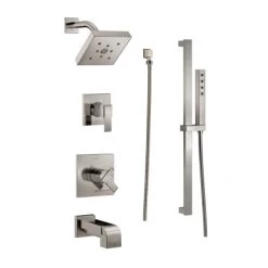 Delta Monitor 17 Series Pressure Balanced Tub and Shower System with Volume Control, Shower Head, Hand Shower, and Slide Bar - Includes Rough-In Valves