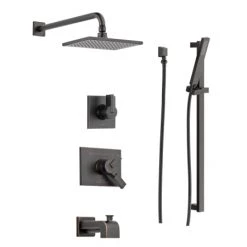 Delta Monitor 17 Series Pressure Balanced Tub and Shower System with Volume Control, Shower Head, Hand Shower, and Slide Bar - Includes Rough-In Valves