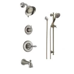 Delta Monitor 14 Series Pressure Balanced Tub and Shower System with Shower Head, Hand Shower, and Slide Bar - Includes Rough-In Valves