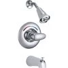 Delta Single Handle Tub and Shower Valve Trim with Metal Lever Handle and H2OKinetic Single Function Shower Head from the Commercial Series