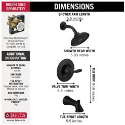 Delta Woodhurst Tub and Shower Trim Package with 1.75 GPM Single Function Shower Head 13 Delta Woodhurst Tub and Shower Trim Package with 1.75 GPM Single Function Shower Head -Delta Sales Store delta t14432 alternate image 205