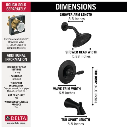 Delta Woodhurst Tub and Shower Trim Package with 1.75 GPM Single Function Shower Head 8 Delta Woodhurst Tub and Shower Trim Package with 1.75 GPM Single Function Shower Head - Image 6