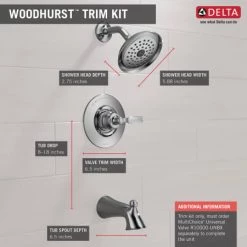 Delta Woodhurst Tub and Shower Trim Package with 1.75 GPM Single Function Shower Head 12 Delta Woodhurst Tub and Shower Trim Package with 1.75 GPM Single Function Shower Head -Delta Sales Store delta t14432 dimensions view 43