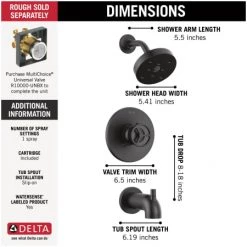 Delta Trinsic Tub and Shower Trim Package with 1.75 Single Function Shower Head and H2Okinetic Technology 10 Delta Trinsic Tub and Shower Trim Package with 1.75 Single Function Shower Head and H2Okinetic Technology -Delta Sales Store delta t14458 alternate image 133