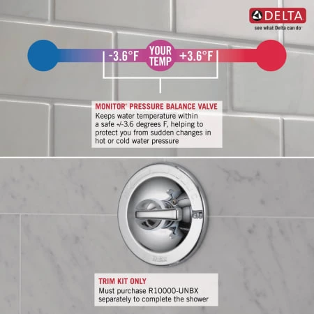Delta Trinsic Monitor 14 Series Single Function Pressure Balanced Tub and Shower - Less Rough-In Valve 8 Delta Trinsic Monitor 14 Series Single Function Pressure Balanced Tub and Shower - Less Rough-In Valve - Image 6