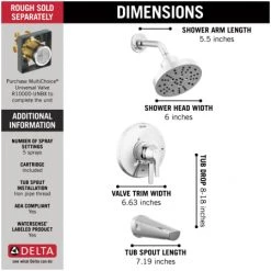 Delta Galeon Monitor 17 Series Dual Function Pressure Balanced Valve Trim Only with Integrated Volume Control - Less Rough-In Valve -Delta Sales Store delta t17472 alternate image 108