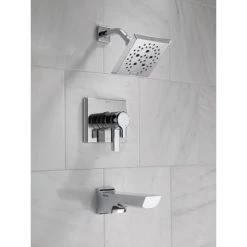Delta Pivotal Tub and Shower Trim Package with 1.75 GPM Multi Function Shower Head -Delta Sales Store delta t17499 application shot 1 67