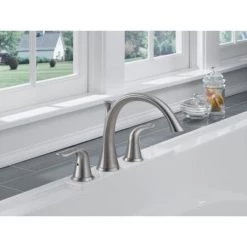 Delta Lahara Deck Mounted Roman Tub Filler Trim -Delta Sales Store delta t2738 installed tub filler in brilliance stainless 317