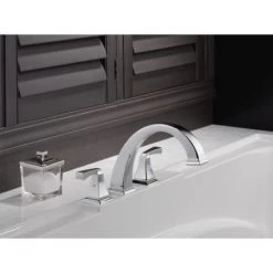 Delta Dryden Deck Mounted Roman Tub Filler Trim with Lever Handles -Delta Sales Store delta t2751 installed tub filler in chrome 320