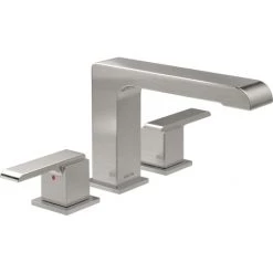 Delta Ara Double Handle Deck Mounted Roman Tub Filler Trim (Less Valve)