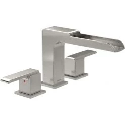 Delta Ara Waterfall Deck Mounted Roman Tub Filler Trim with Metal Lever Handles