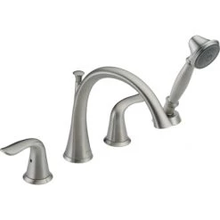 Delta Lahara Deck Mounted Roman Tub Filler Trim with Hand Shower