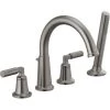 Delta Bowery Deck Mounted Roman Tub Filler with Built-In Diverter and Hand Shower - Limited Lifetime Warranty