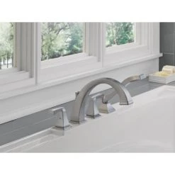 Delta Dryden Deck Mounted Roman Tub Filler Trim with Lever Handles - Includes Personal Hand Shower -Delta Sales Store delta t4751 installed tub filler in brilliance stainless 1621