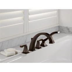 Delta Dryden Deck Mounted Roman Tub Filler Trim with Lever Handles - Includes Personal Hand Shower -Delta Sales Store delta t4751 installed tub filler in venetian bronze 1928