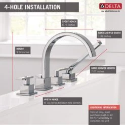 Delta Vero Deck Mounted Roman Tub Filler Trim with Hand Shower -Delta Sales Store delta t4753 alternate image 155
