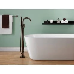 Delta Trinsic Floor Mounted Tub Filler with Integrated Diverter and Hand Shower - Less Rough In -Delta Sales Store delta t4759 fl installed tub filler in venetian bronze 1685