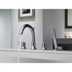 Delta Trinsic Deck Mounted Roman Tub Filler - Includes Hand Shower -Delta Sales Store delta t4759 running tub filler in chrome 299