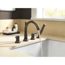 Delta Trinsic Deck Mounted Roman Tub Filler - Includes Hand Shower -Delta Sales Store delta t4759 running tub filler in venetian bronze 1165
