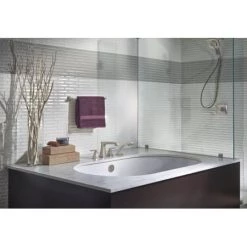 Delta Ashlyn Deck Mounted Roman Tub Filler with Built-In Diverter - Includes Hand Shower -Delta Sales Store delta t4764 overall room view in brilliance stainless 1181