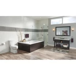 Delta Ashlyn Deck Mounted Roman Tub Filler with Built-In Diverter - Includes Hand Shower -Delta Sales Store delta t4764 overall room view in brilliance stainless 329