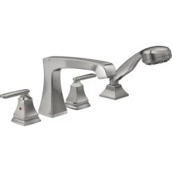 Delta Ashlyn Deck Mounted Roman Tub Filler with Built-In Diverter - Includes Hand Shower