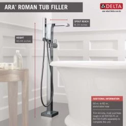 Delta Ara Floor Mounted Tub Filler with Integrated Diverter and Hand Shower - Less Rough In -Delta Sales Store delta t4767 fl alternate image 167