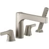 Delta Zura Four Hole Widespread Deck Mounted Roman Tub Filler with H2Okinetic Handshower - Less Rough-In Valve -Delta Sales Store delta t4774 ss