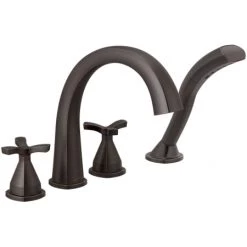 Delta Stryke Deck Mounted Roman Tub Filler with Built-In Diverter - Includes Hand Shower
