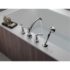 Delta Linden Roman Tub Filler Faucet Trim with Hand Shower - Less Valve -Delta Sales Store delta t4793 alternate view 48