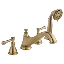 Delta Cassidy Deck Mounted Roman Tub Filler Trim with Hand Shower - Handles and Rough-In Valve Sold Separately -Delta Sales Store delta t4795 czlhp h697cz lever