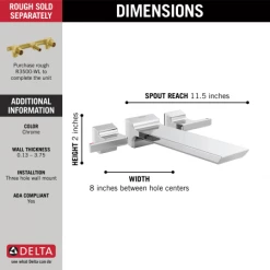 Delta Pivotal Double Handle Wall Mounted Tub Filler Trim - Less Rough In 12 Delta Pivotal Double Handle Wall Mounted Tub Filler Trim - Less Rough In -Delta Sales Store delta t5799 alternate image 394