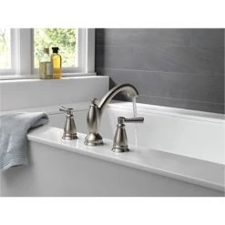Delta Linden Double Lever Handle Deck Mounted Roman Tub Filler - Less Rough In -Delta Sales Store delta t2793 alt