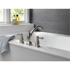 Delta Linden Double Lever Handle Deck Mounted Roman Tub Filler - Less Rough In -Delta Sales Store delta t2793 alt 1