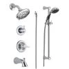 Delta Monitor 14 Series Pressure Balanced Tub and Shower System with Shower Head, Hand Shower, and Slide Bar - Includes Rough-In Valves -Delta Sales Store dss lahara 1404 delta main chrome