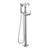 Delta Cassidy Floor Mounted Tub Filler with Integrated Diverter and Hand Shower - Less Rough In