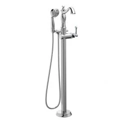 Delta Cassidy Floor Mounted Tub Filler with Integrated Diverter and Hand Shower - Less Rough In