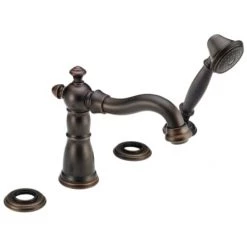 Delta Victorian Deck Mounted Roman Tub Filler Trim with Hand Shower - Handles and Rough-In Valve Sold Separately