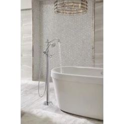 Delta Cassidy Floor Mounted Tub Filler with Integrated Diverter and Hand Shower - Less Rough In 12 Delta Cassidy Floor Mounted Tub Filler with Integrated Diverter and Hand Shower - Less Rough In -Delta Sales Store t4797 fl lhp 04